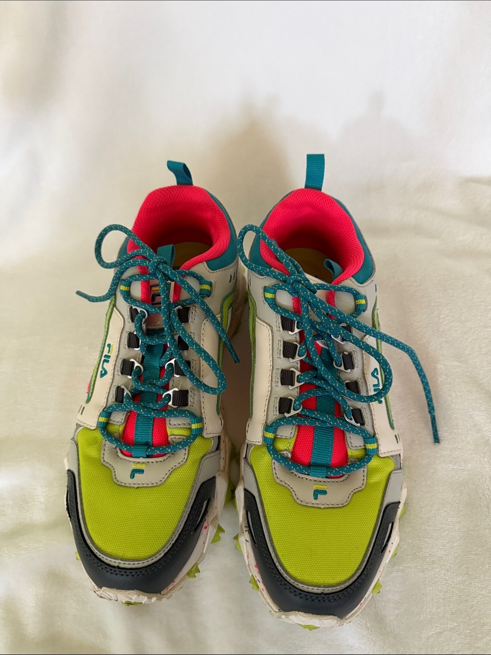 Fila Athletic Shoes - Lime Green, Teal, Pink, White